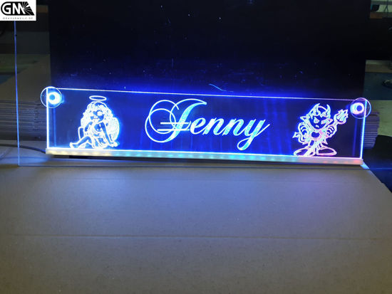 Beleuchtetes LKW Namensschild mit Jenny LED Gravur Truckerschild