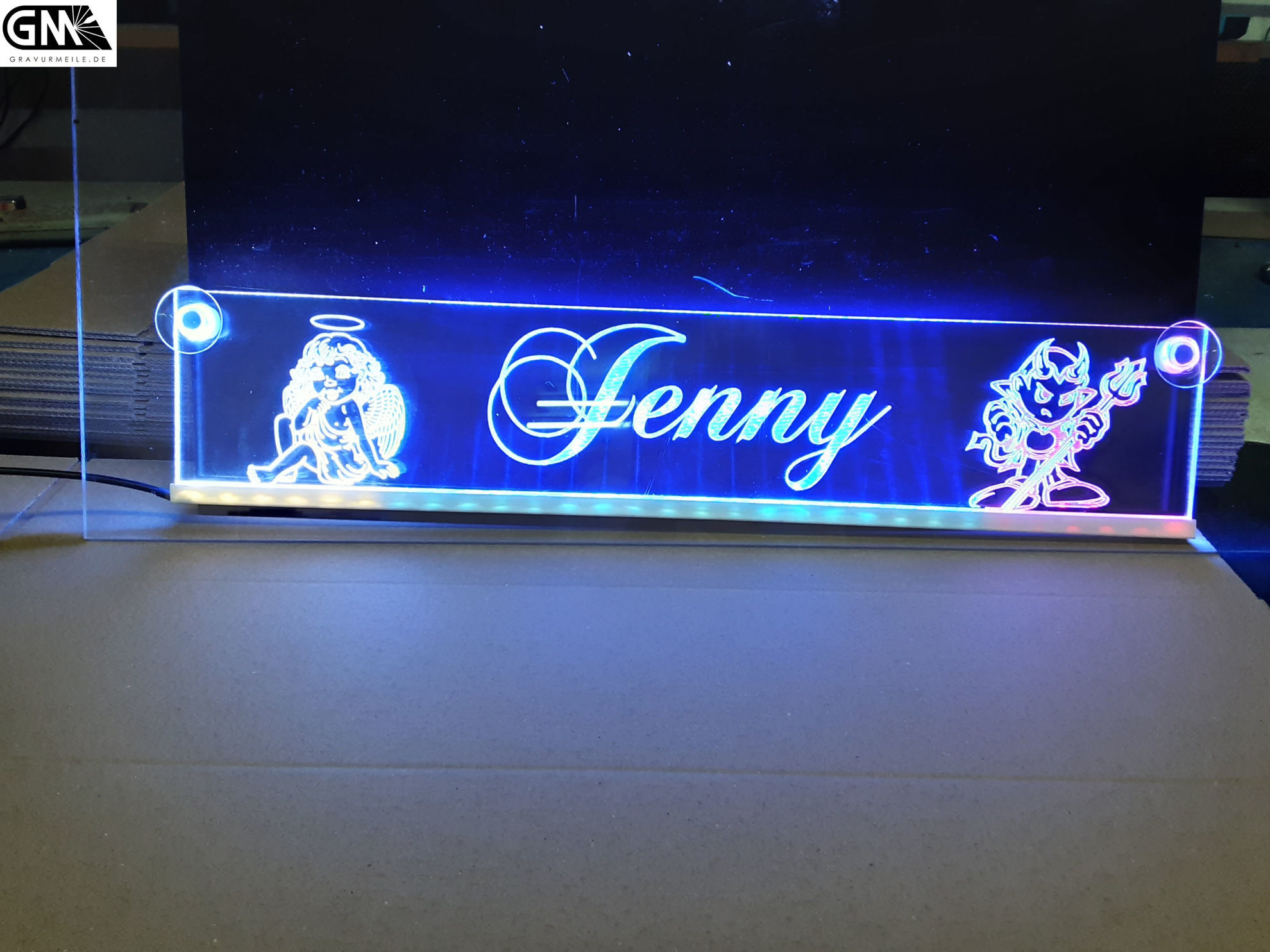 LED Namensschild Detailzeichnung Zugmaschine Gravur Andy oder Wunschname  als Konturschnitt - Truckerschild Neonschild Leuchtschild
