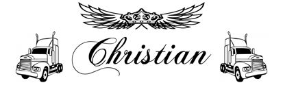 Beleuchtetes LKW Namensschild mit Christian LED Gravur