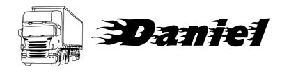 Beleuchtetes LKW Namensschild mit Daniel LED Gravur