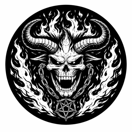 Dämonenschädel Untersetzer mit Pentagramm – Gothic Schiefer Design