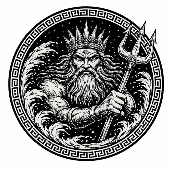 Poseidon Schieferuntersetzer – Griechische Mythologie Deko
